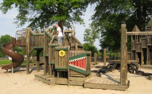 Dragon and other play features at Cedar Hill Playground